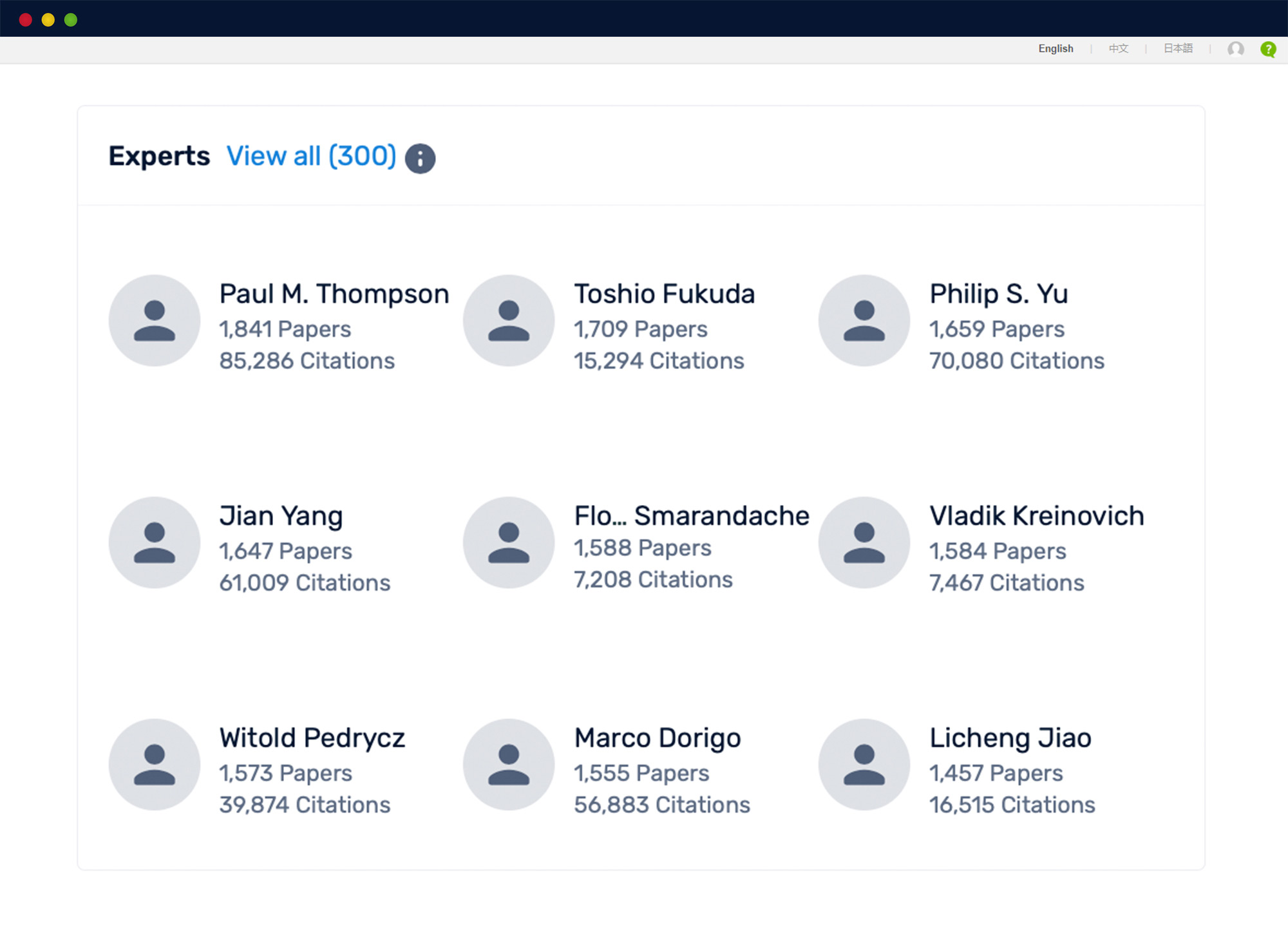 PatSnap platform screen grab showing a list of experts